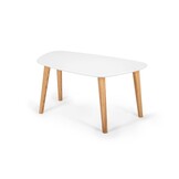Endocarp salontafel - wit gelakt MDF met essenhouten poten (80x48x40cm)