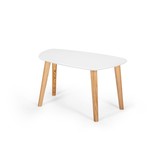 Endocarp Salontafel - Essenhout poten, wit gelamineerd MDF - 68x41x40cm