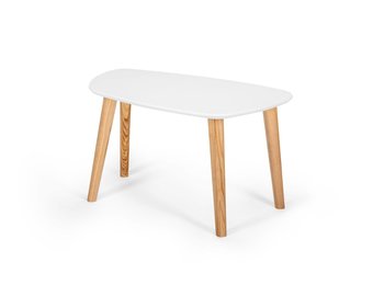 Endocarp Salontafel - Essenhout poten, wit gelamineerd MDF - 68x41x40cm