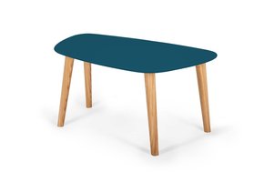 Endocarp Salontafel | Petrolblauw | Essenhouten poten