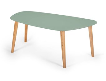 Endocarp salontafel, saliegroen gelakt MDF/Essenhout, 110x66cm - FSC gecertificeerd