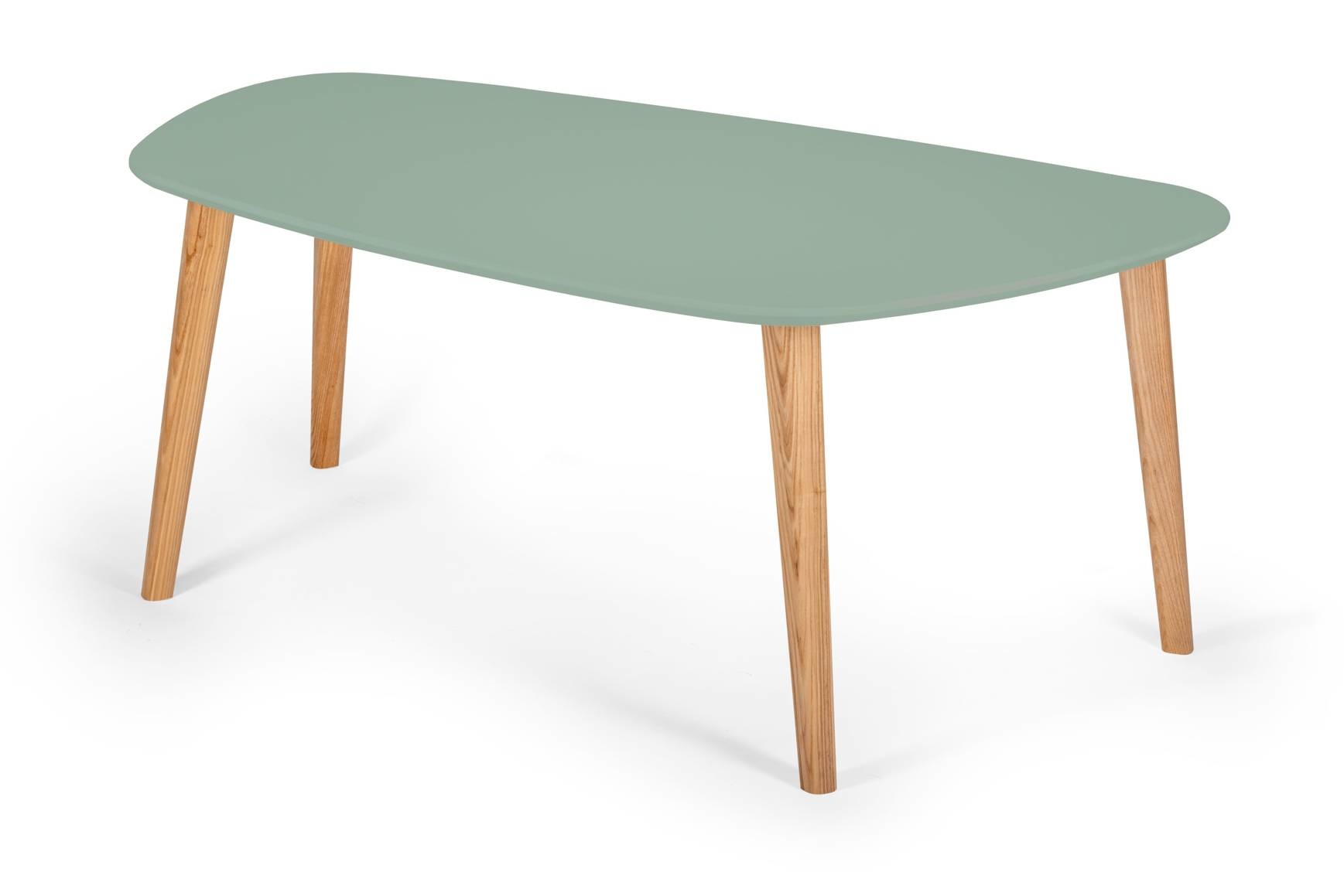 Endocarp salontafel, saliegroen gelakt MDF/Essenhout, 110x66cm - FSC gecertificeerd