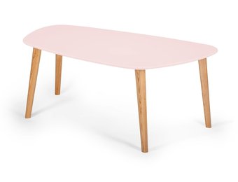 Endocarp Salontafel | Roze gelakt MDF & Essenhout | FSC gecertificeerd
