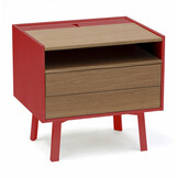 Diamond Rood Nachtkastje | Natuurlijk eikenfineer & MDF | FSC gecertificeerd