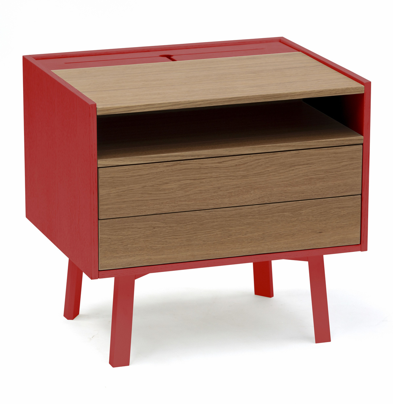 Diamond Rood Nachtkastje | Natuurlijk eikenfineer & MDF | FSC gecertificeerd