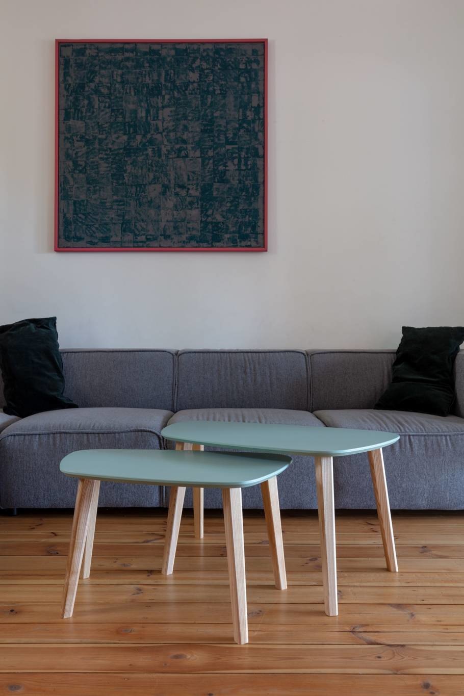 Endocarp Salontafel in Petrolblauw Gelakte MDF & Essenhout met FSC-Certificering