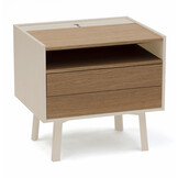 Diamond Nachtkastje - FSC100% & FSCMIX, Bruin Beige kleur, gelakt MDF en natuurlijk eikenfineer, 50,6x40,1x47,6 cm