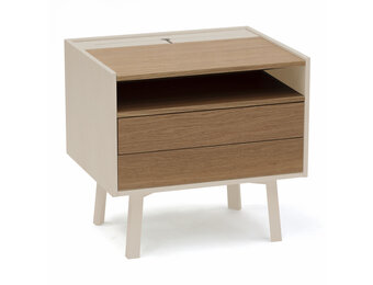 Diamond Nachtkastje - FSC100% & FSCMIX, Bruin Beige kleur, gelakt MDF en natuurlijk eikenfineer, 50,6x40,1x47,6 cm