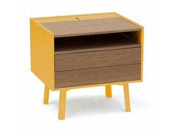 Diamond Nachtkastje - FSC-gecertificeerd, bezem geel, MDF, eikenfineer, beukenhout