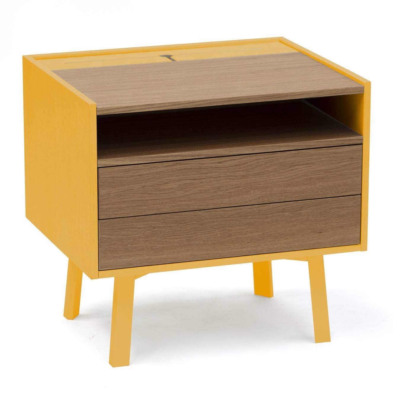 Diamond Nachtkastje - FSC-gecertificeerd, bezem geel, MDF, eikenfineer, beukenhout