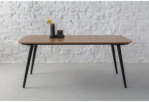 Eettafel Contrast | Zwart Poten | Eiken Houten Blad