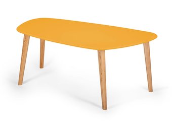 Endocarp Salontafel in bezem geel met essenhouten poten - FSC gecertificeerd