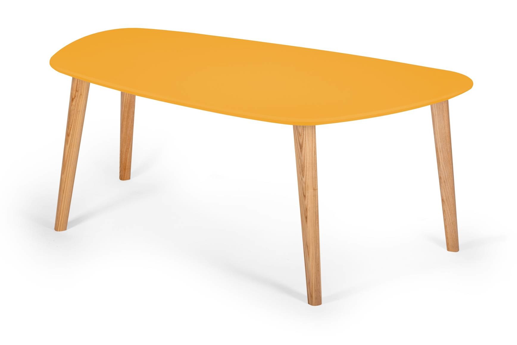 Endocarp Salontafel in bezem geel met essenhouten poten - FSC gecertificeerd