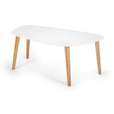 Endocarp Salontafel in S 0502-G50Y Wit met Essenhout Poten - 110x66x45 cm - FSC Gecertificeerd