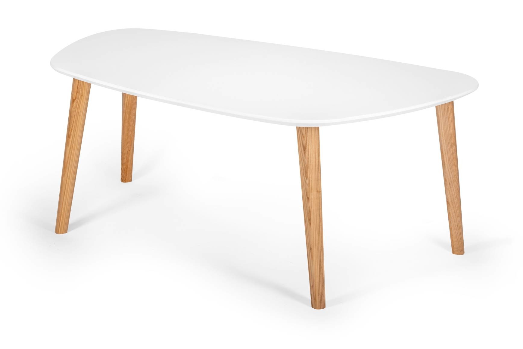 Endocarp Salontafel in S 0502-G50Y Wit met Essenhout Poten - 110x66x45 cm - FSC Gecertificeerd