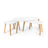 Endocarp Salontafel in S 0502-G50Y Wit met Essenhout Poten - 110x66x45 cm - FSC Gecertificeerd