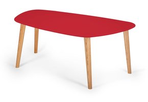 Endocarp Rode Salontafel | Essenhouten Poten | 110x66cm