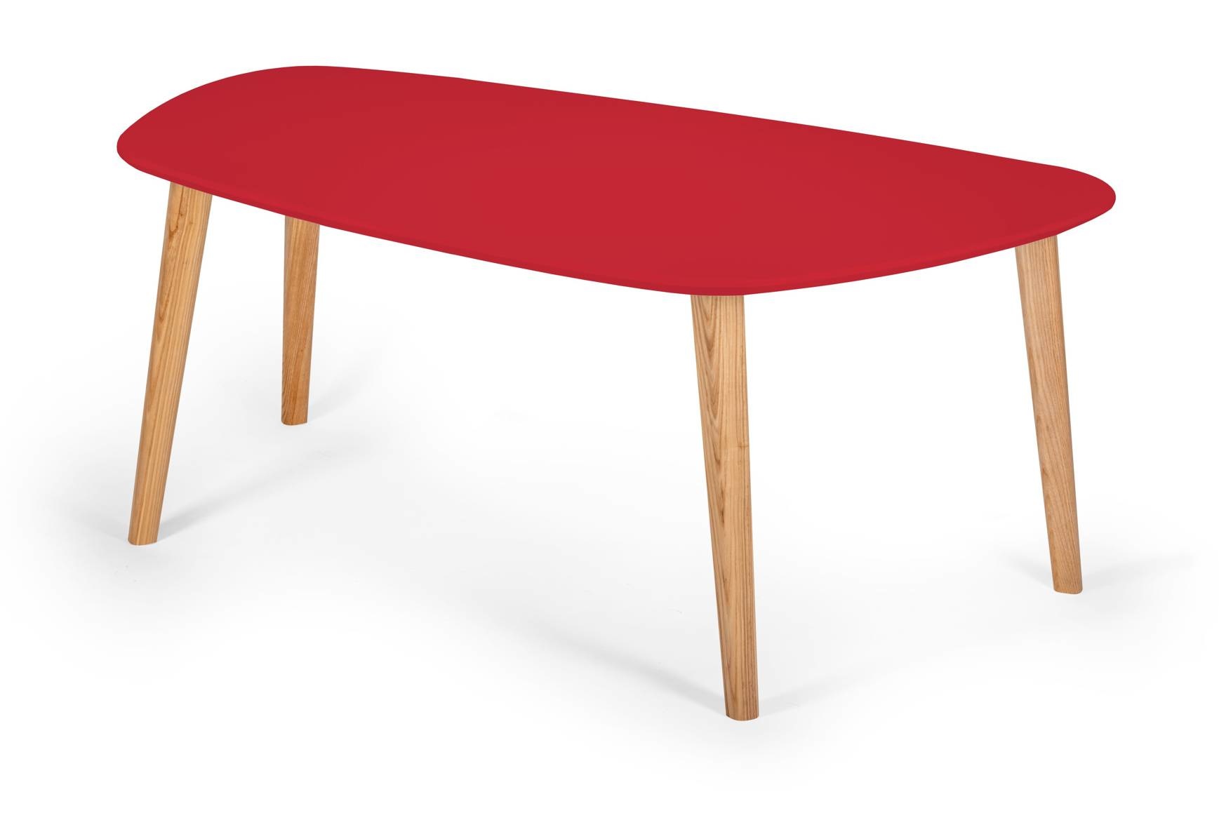 Endocarp Rode Salontafel | Essenhouten Poten | 110x66cm