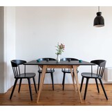 Envelope uitschuifbare eettafel in rood essenhout en MDF - FSC gecertificeerd