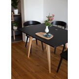 Envelope uitschuifbare eettafel in rood essenhout en MDF - FSC gecertificeerd