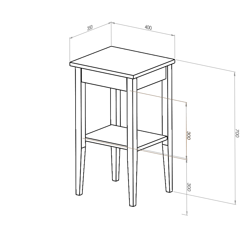 Entlik Nachtkastje - Donkergrijs Beukenhout MDF - FSC100%
