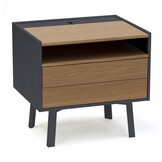 Diamond Nachtkastje in Grafiet - Natuurlijk Eikenfineer en Gelakt MDF - FSC Gecertificeerd