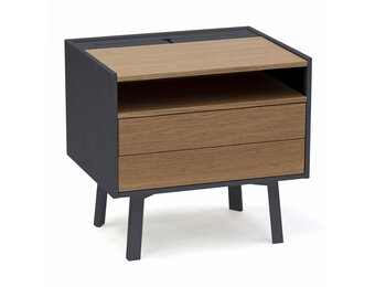 Diamond Nachtkastje in Grafiet - Natuurlijk Eikenfineer en Gelakt MDF - FSC Gecertificeerd