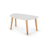 Endocarp Salontafel - Lichtgrijs Gelakt MDF met Essenhouten Poten