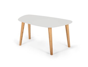 Endocarp Salontafel - Lichtgrijs Gelakt MDF met Essenhouten Poten