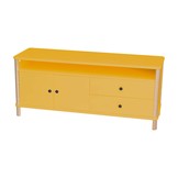 FSC100% TV Meubel Ashme - 140cm x 45cm x 60cm - Essenhout en gelamineerd MDF - Bezemen geel