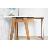 Hoekbureau Luka - Grafiet kleur met Eiken poten, 85x115cm & lade, FSC gecertificeerd