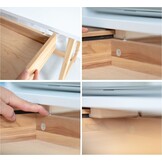 Essenhouten Luka hoekbureau met rood MDF blad - 2 lades - FSC gecertificeerd