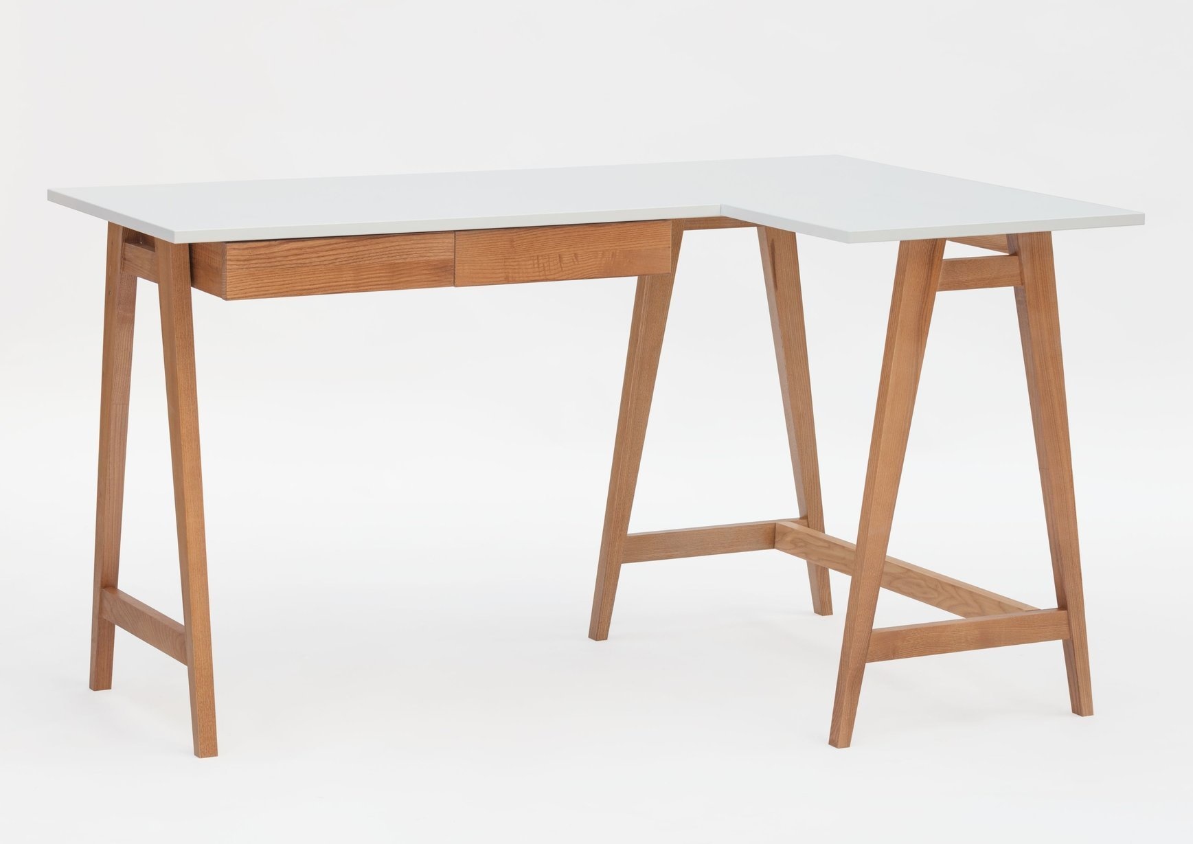Hoekbureau Luka - 135cm - Rechts - Eiken poten - Essenhout & MDF