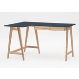 Hoekbureau Luka - Grafiet, Links - Essenhout poten - 135x85x75cm - FSC gecertificeerd - 2 lades