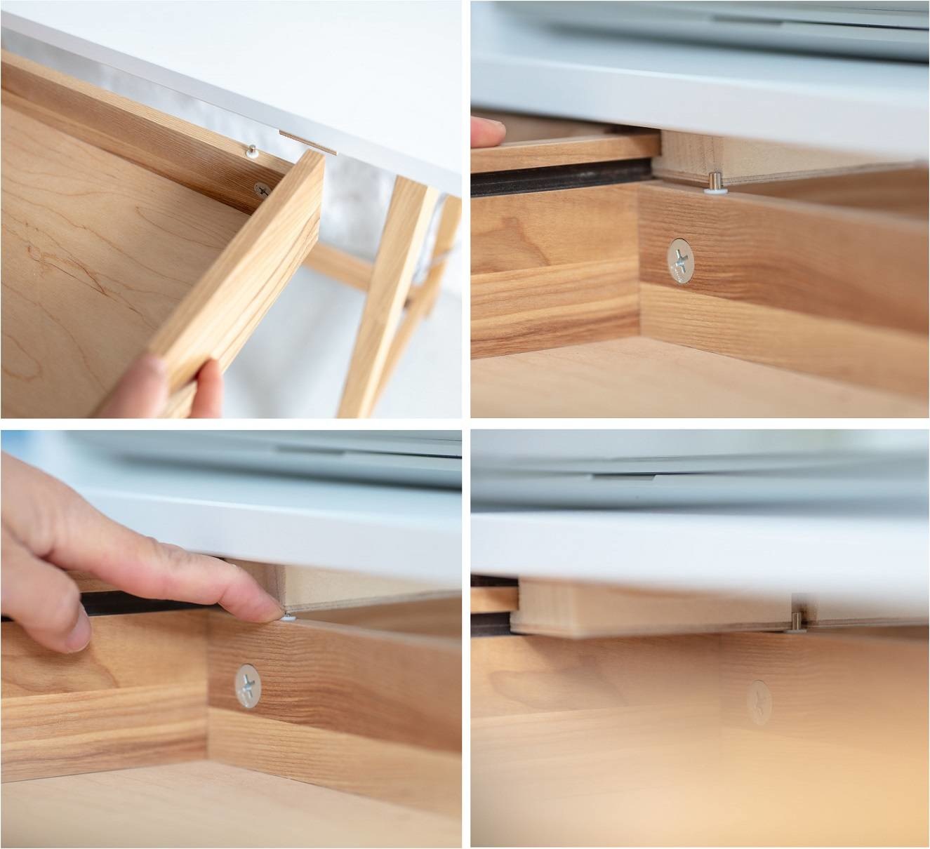 Hoekbureau Luka - Bruin Beige, Links-orientatie, Essenhout poten, met 2 Lades