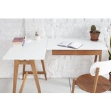 Hoekbureau Luka - 135cm - Wit - Links - Eiken Poten | FSC Gecertificeerd