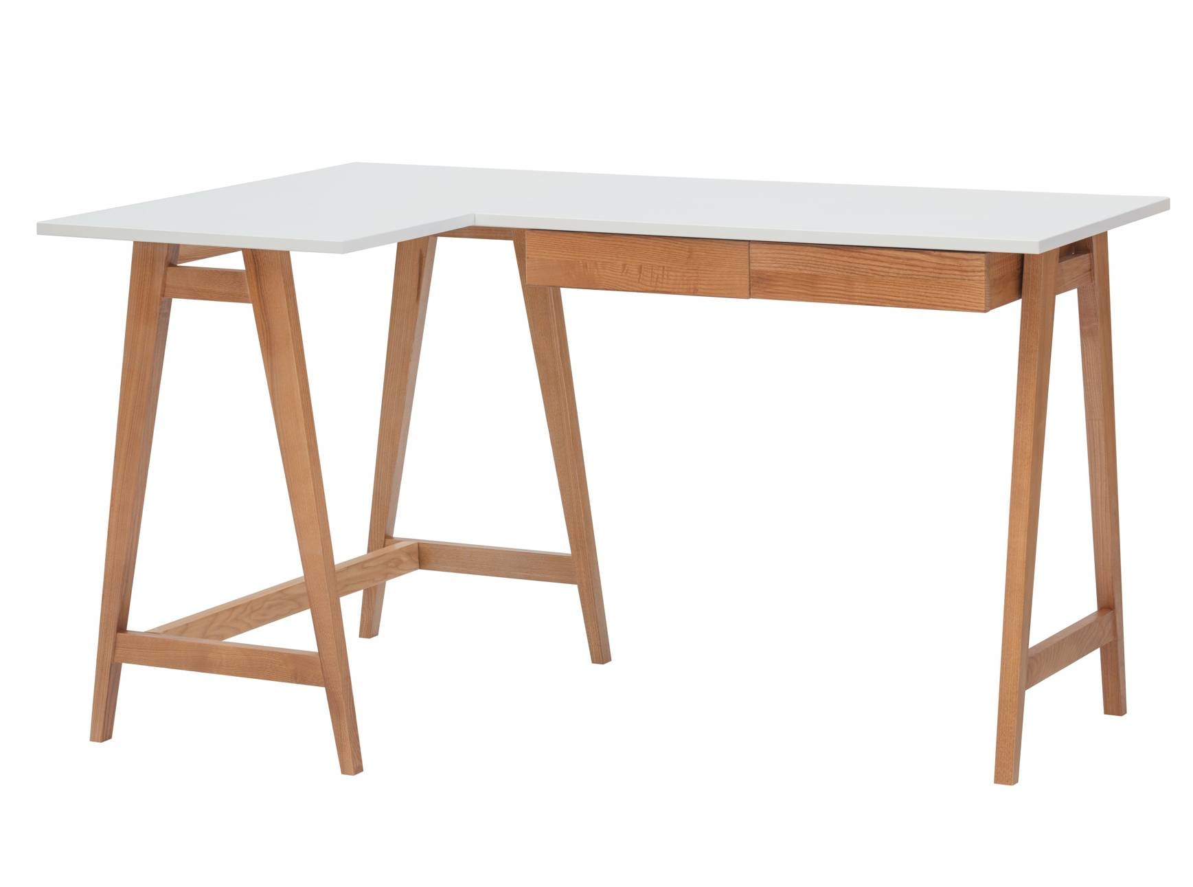 Hoekbureau Luka - 135cm - Wit - Links - Eiken Poten | FSC Gecertificeerd