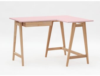 Essenhouten Luka Hoekbureau | Roze | Rechts | Met Lade | FSC Gecertificeerd