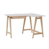 Essenhouten Luka hoekbureau - lichtgrijs, rechtse oriëntatie, 1 lade