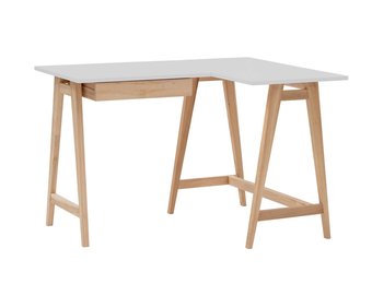 Essenhouten Luka hoekbureau - lichtgrijs, rechtse oriëntatie, 1 lade