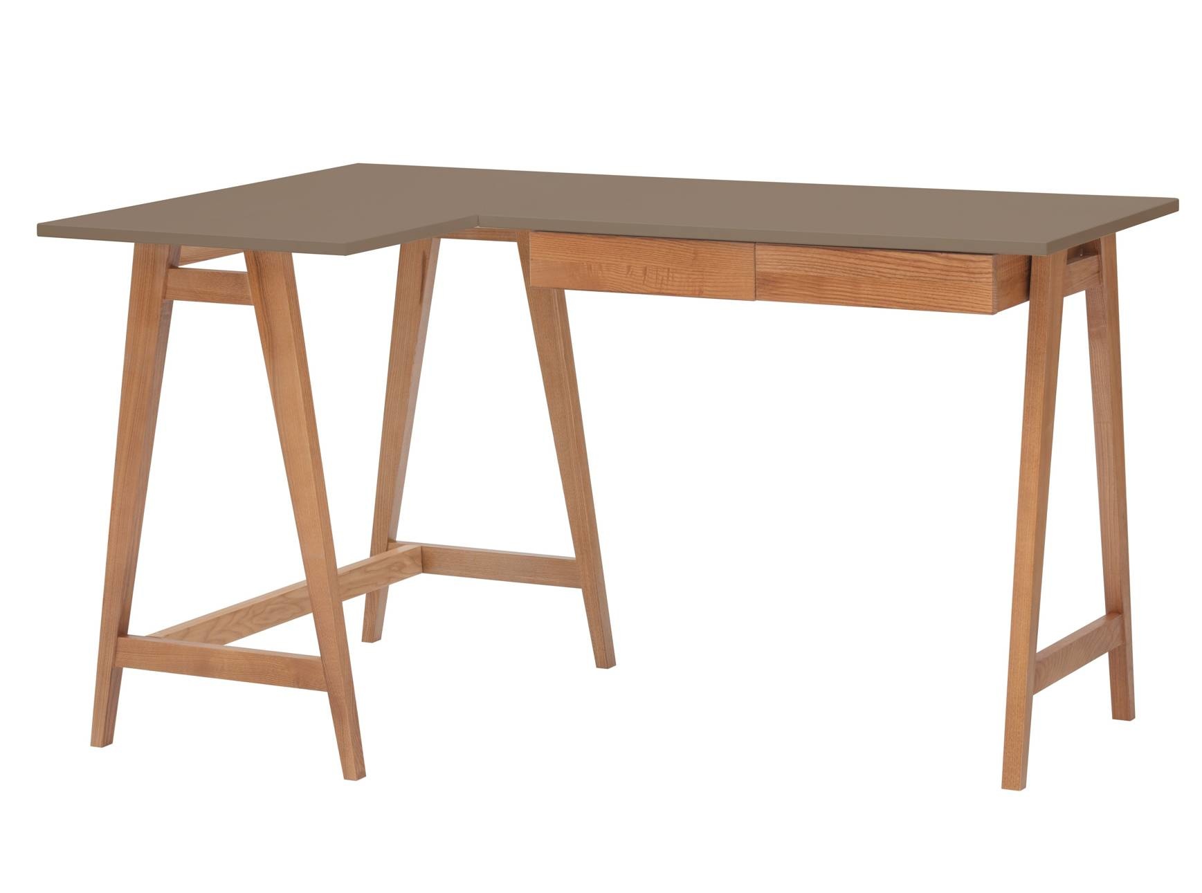 Hoekbureau Luka | Links | Essenhout & MDF | 2 lades | beverbruin