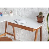 Hoekbureau Luka | Links | Essenhout & MDF | 2 lades | beverbruin