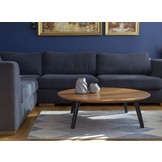 Essenhouten salontafel 100 cm met witte poten - FSC gecertificeerd