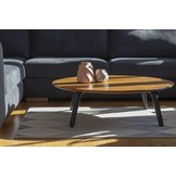 Essenhouten salontafel 100 cm met witte poten - FSC gecertificeerd