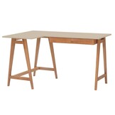 Hoekbureau Luka - Bruin Beige Essenhout & MDF met 2 lades, FSC gecertificeerd