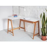 Hoekbureau Luka - Bruin Beige Essenhout & MDF met 2 lades, FSC gecertificeerd
