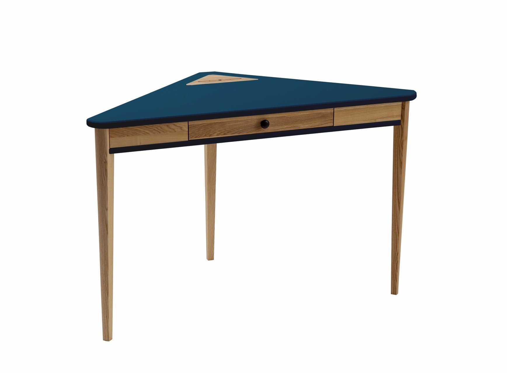 Hoekbureau Ashme - Petrolblauw - 114x61x75cm - FSC-gecertificeerd - Essenhout & MDF