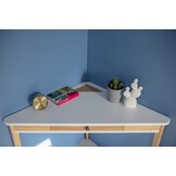 Hoekbureau Ashme - Petrolblauw - 114x61x75cm - FSC-gecertificeerd - Essenhout & MDF