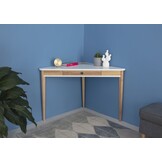 Hoekbureau Ashme - Petrolblauw - 114x61x75cm - FSC-gecertificeerd - Essenhout & MDF