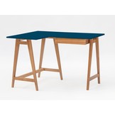 Essenhouten Luka hoekbureau - Petrolblauw - Links - Eiken poten - FSC gecertificeerd